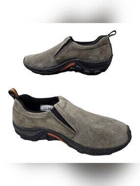 Merrell Womens Jungle Moc Gunsmoke  Slip-On Suede Loafer — Olive